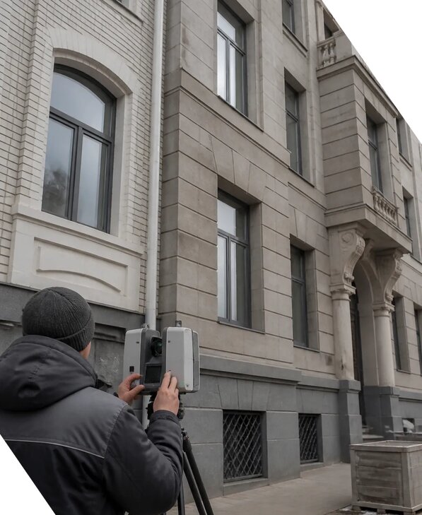 Лазерное сканирование фасадов зданий для обследования в Петрозаводске